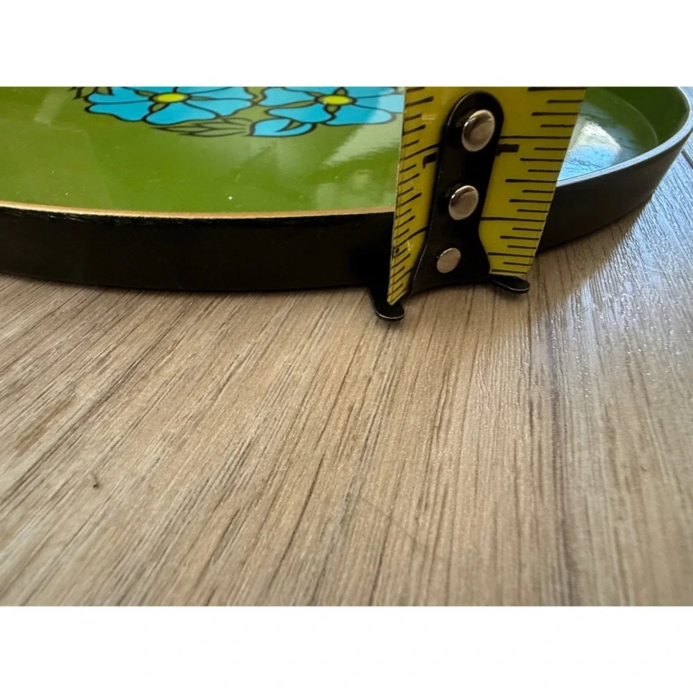 Vintage CTO Japan Serving Tray Avocado Green Blue‎ Floral Mid Century 12 in